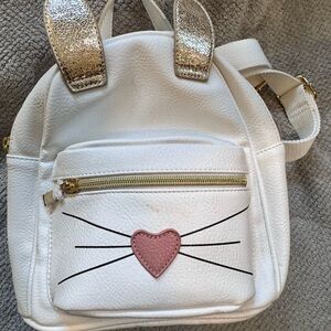 White and Pink Bunny Mini Backpack with Structured Design